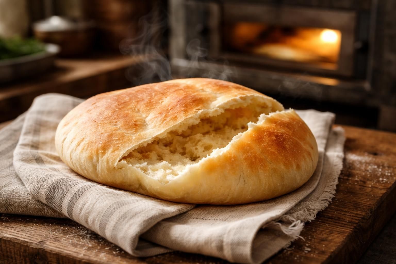 découvrez notre recette facile pour réaliser un pain pita artisanal bien gonflé, moelleux et cuit au four, parfait pour accompagner vos plats méditerranéens.